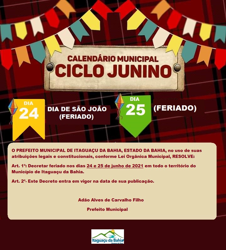 CALENDÁRIO MUNICIPAL CICLO JUNINO