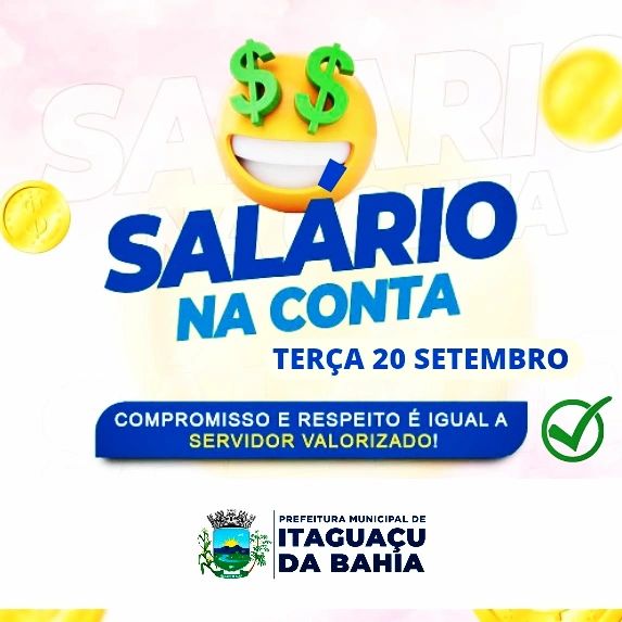 Salário na conta Terça - 20 Setembro